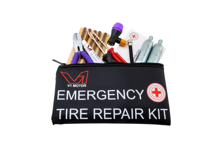 V1 Motor CO2 Motorcycle, ATV Flat Compact Repair Kit Tubeless Emergency Tire Repair Kit