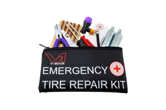 V1 Motor CO2 Motorcycle, ATV Flat Compact Repair Kit Tubeless Emergency Tire Repair Kit